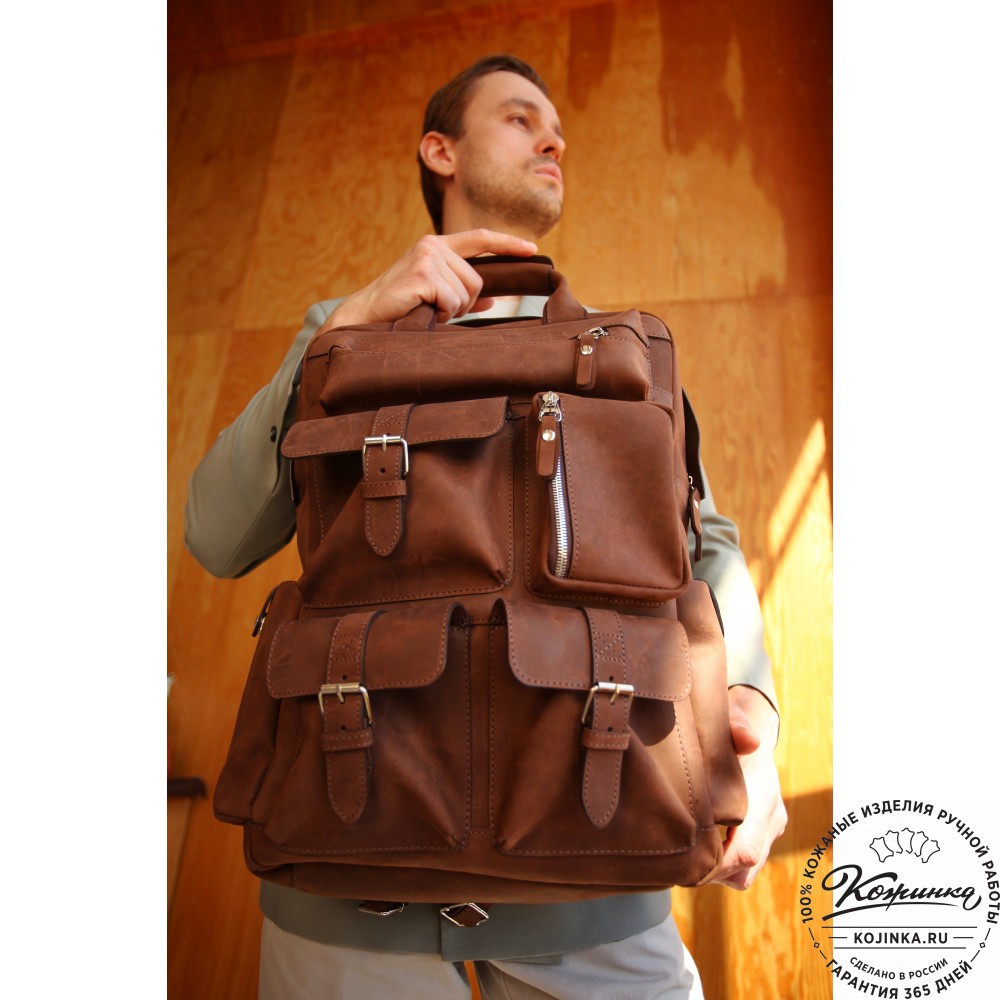 Кожаный рюкзак "Вассерман" (черный антик)